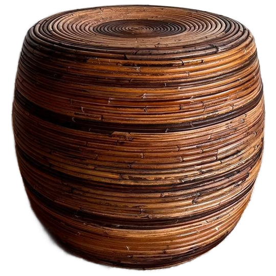 Rotan Bamboe Kruk Bijzettafel Vintage Crespi Stijl 1