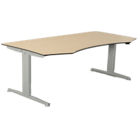 Aspa Bureau, Ahorn Blad, 180 X 80/90 Cm, Hoogte Instelbaar Onderstel D.M.V. Handslinger