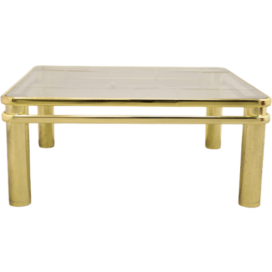Vintage Messing Salontafel Rookglas 1