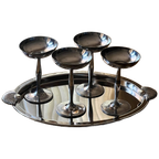Set Of 4 Silver-Plated Tall Goblets thumbnail 1
