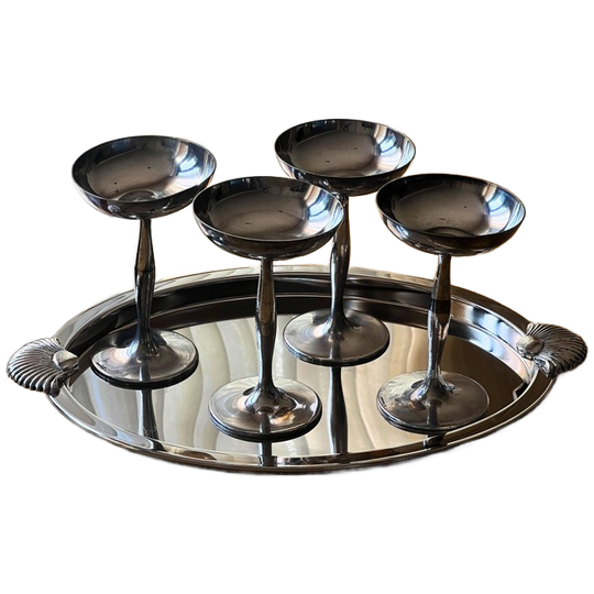 Set Of 4 Silver-plated Tall Goblets 1
