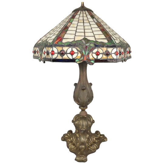 Grote Tiffany Lamp Met Zeshoekige Kap 1
