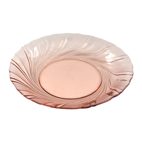 Vintage Glazen Schaal Rosaline Swirl Vereco 1