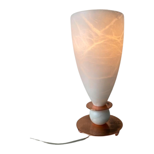 Albast Kelk Lamp Met Messing Elementen , Jaren 80