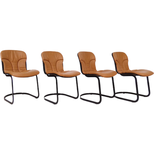 Willy Rizzo Stoelen - Cognac Leather - Cidue Italy