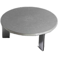 Brutalist Mid Century Chroom Geëtste Ronde Salontafel Door Lilienthal, 1960