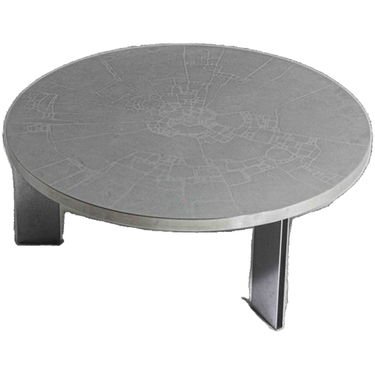 Brutalist Mid Century Chroom Geëtste Ronde Salontafel Door Lilienthal, 1960 1