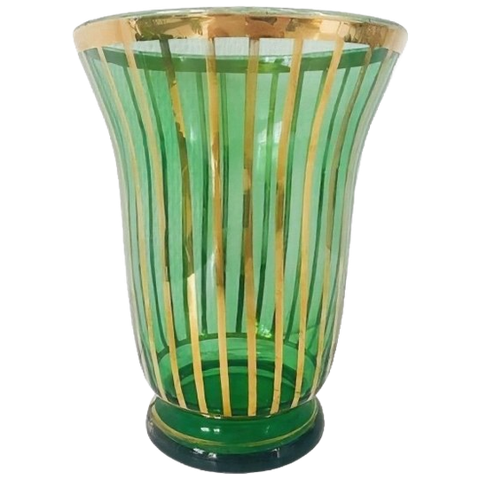 Art Deco Booms Groen Glas De Rupel Vaas Goud 1930’s 1