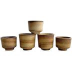 Set Van 5 Vintage Bruin - Beige Keramiek Bloempotten thumbnail 1