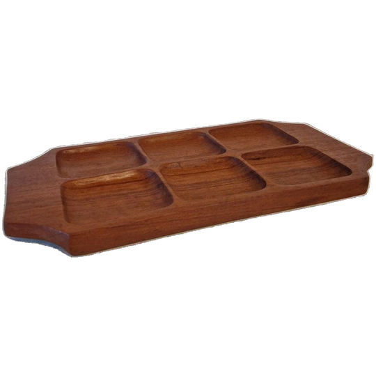 Vintage Teakhouten Snack Bar Dienblad Tapas Schaal 1