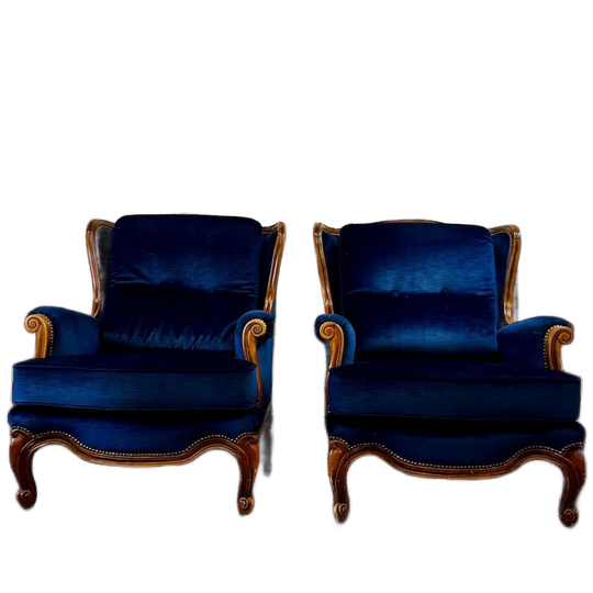 Set Van 2 Vintage Barok Eenzitten / Fauteuils / Clubzetels 1