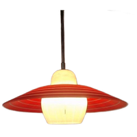 Vintage Opaline Hanglamp Jaren 50 Rood Wit