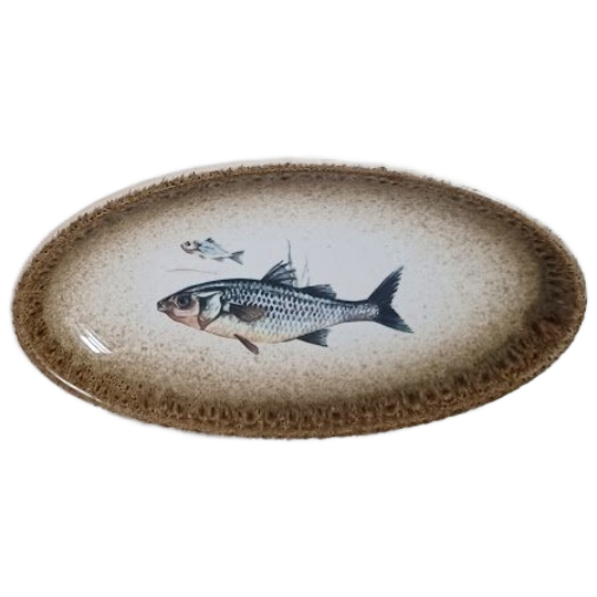 Ceramica V.a.r.m. - Italië Jaren '90 - 6 Handgedecoreerde Ovalen Borden - Vismotief 1