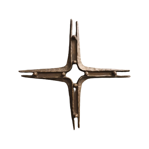 Brutalist Bronze Cross 30Cm X 30 Cm