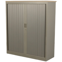 Roldeurkast Officenow - Grijs - 138 X 120 Cm - Topbladkleur Naar Keuze