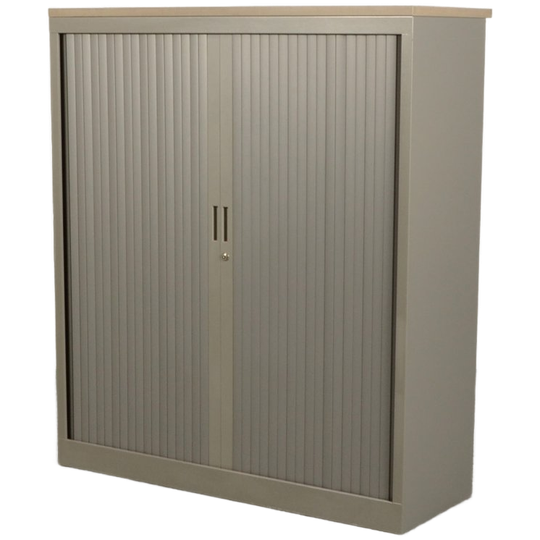 Roldeurkast Officenow - Grijs - 138 X 120 Cm - Topbladkleur Naar Keuze 1
