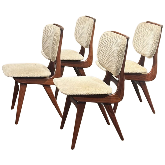 Set Van 4 Vintage Teak Bako Eetkamerstoelen 1