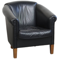 Geweldige Zwarte Rundleren Clubfauteuil In Engelse Stijl Met Een Tijdloos Design