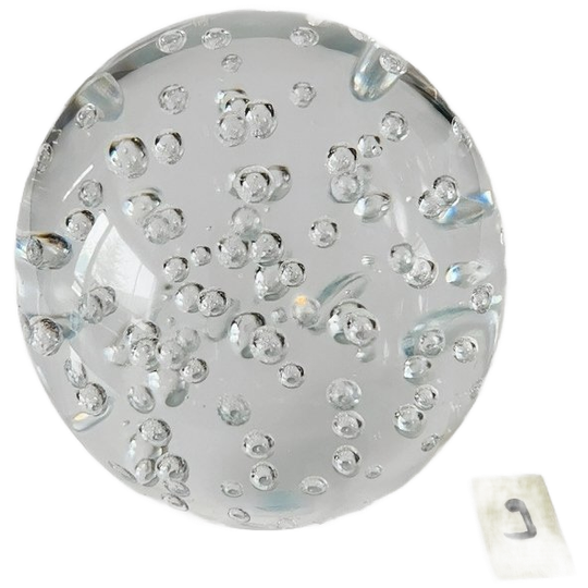 Vintage Glazen Presse Papier Helder Kristal Gecontroleerde Bubbels 9,2 Cm 1