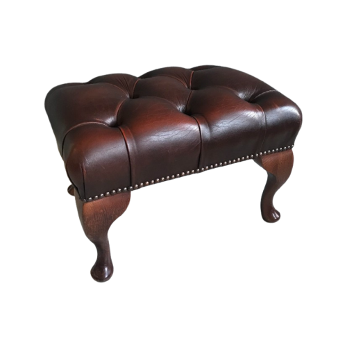 Lederen Chesterfield Voetenbank