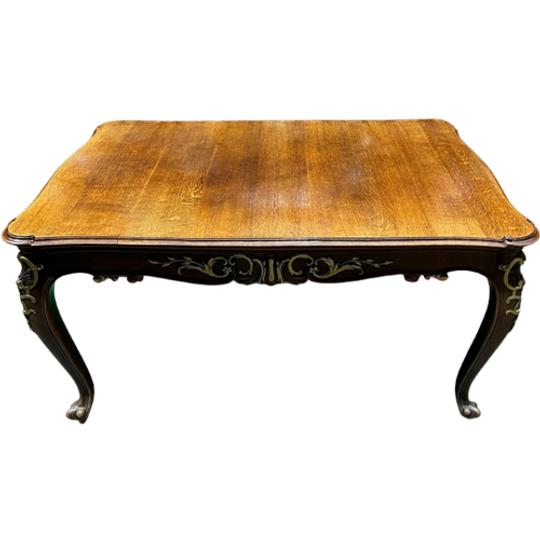 Antieke Engelse Tafel. Massief Eiken. Handbeschilderd Verguldsel. Uitschuifbaar. 1