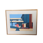 Vintage Zeefdruk Van Abstracte Weergave Van Industriële Setting. Kunstenaar Roel Jonges thumbnail 1