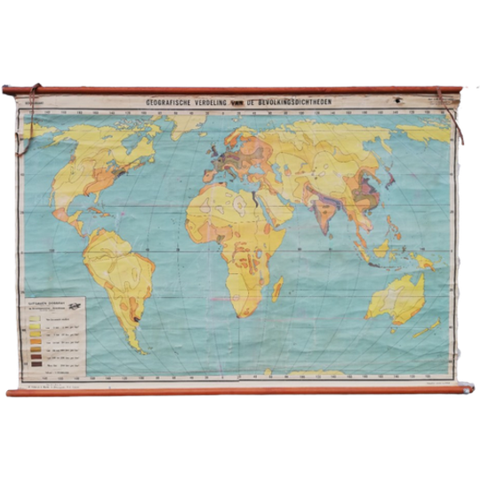 Schoolkaart - Wereld / Bevolkingsdichtheden 1