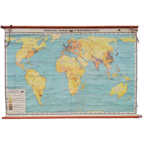 Schoolkaart - Wereld / Bevolkingsdichtheden