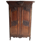 Antique Carved Wood Wardrobe thumbnail 1