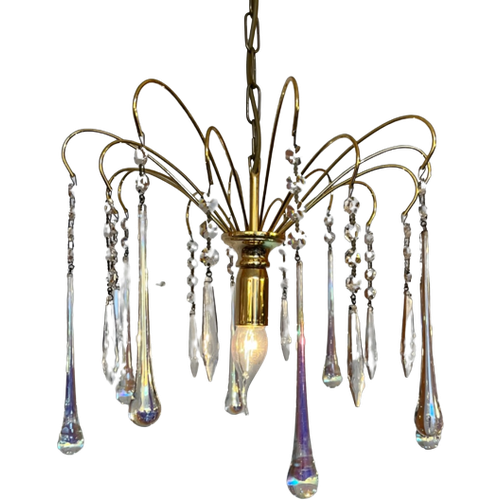 Opaline Murano Teardrop Kroonluchter Hanglamp Vintage Kristal
