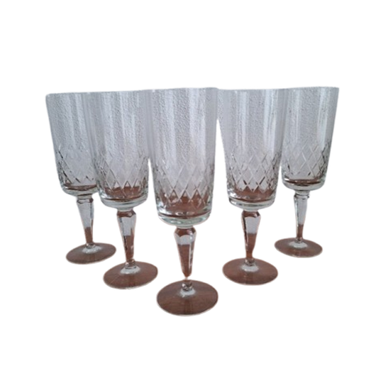 5 Hoge Champagneglazen, Kristallen Flutes, Kristallen Glazen 1