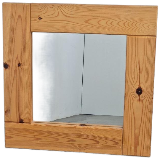 Vintage Pine Wood Spiegel Vierkant Scandinavisch ’70 Retro 1