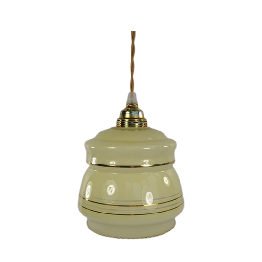 Vintage Glazen Lampenkap Geel Goud 1