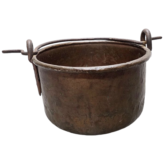 Grote Antiek Koperen Aker/houtbak, 2e Helft 19e Eeuw 1