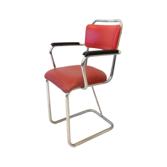 Vintage Stoel Industrieel Gispen Stijl Eetkamerstoel Chroom 1