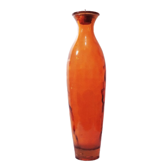 ,huge 45cm Vintage Italian Empoli Amber Glass Genie Bottle / Vase With Stopper 1