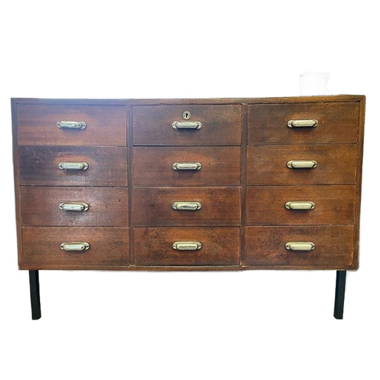 Vintage Diepe Industriële Ladekast / Dressoir / Commode 1