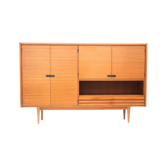 Groot Vintage Highboard Dressoir / Wandmeubel Van Teakhout Uit De Jaren ’60 1