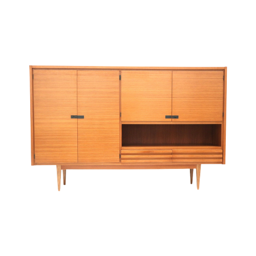 Groot Vintage Highboard Dressoir / Wandmeubel Van Teakhout Uit De Jaren ’60