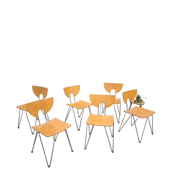 Set 6 X Kusch & Co Mikado 1800, Walter Leeman Stoelen 1
