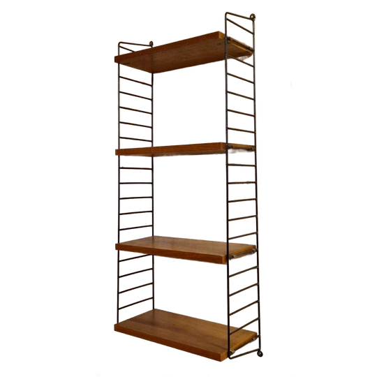 Vintage Wandrek Nisse Strinning String Rek Teak Wandplank 1
