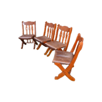 Robuuste Eiken Stoelen Met Leder Bekleed 4 Stuks