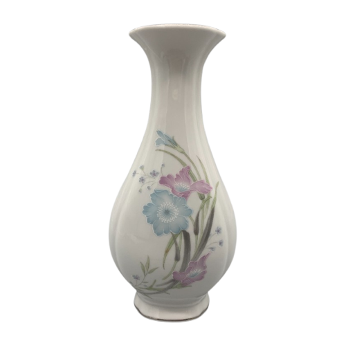 Vaas Vintage Wit Pastelkleurige Bloemen China