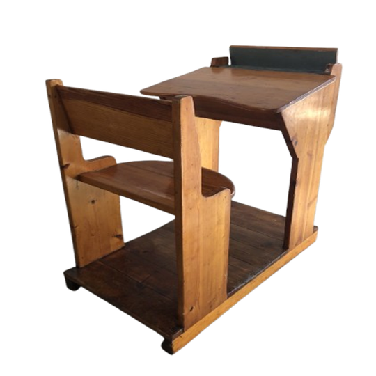 Vintage Zweeds Schoolmeubel, Schoolbankje 1