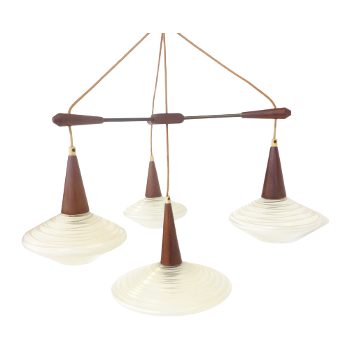 Zeldzame Vintage Hanglamp Met Vier Lichtpunten