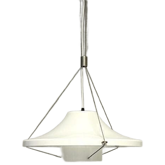 Jaren 70 Hanglamp Vintage Design Retro Lamp Wit Kunststof 1