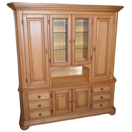 Blank Eiken Buffetkast Met Vitrine, Facetglas En Zes Lades 1