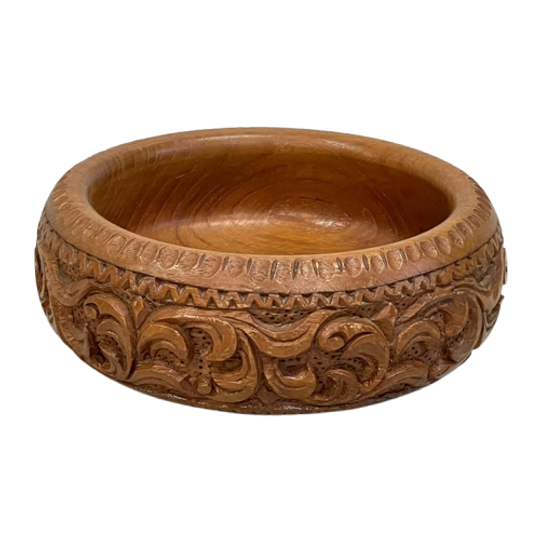Teak Houten Schaal Vintage Slaschaal Noten 1