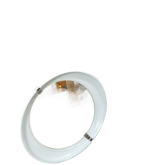 Ovale Ronde Witte Kunststof Spiegel Met Chroom 1