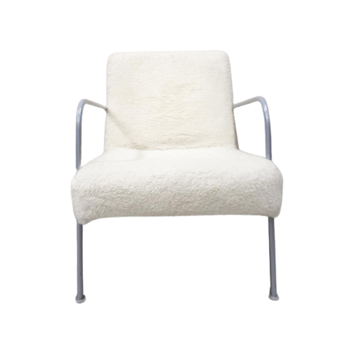 * Retro Fauteuil Met Teddy Stof Bekleed